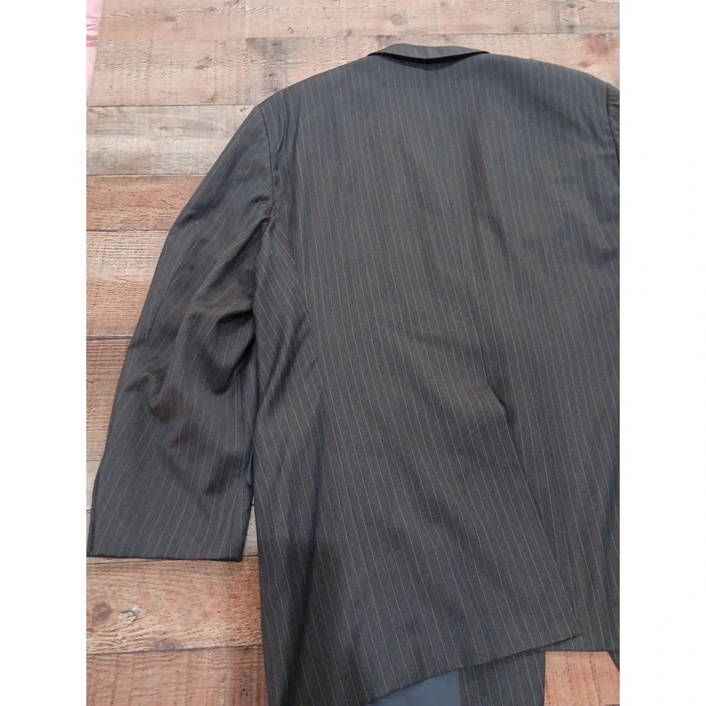 Loro‎ Piana Hickey Freeman Tasmania 120 Pinstripe Wool Blazer Brown 50L 2248